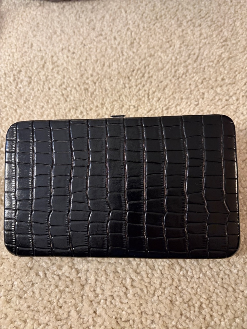 Chave Genuine Leather Croc-Embossed Black Clutch Wallet - NWT